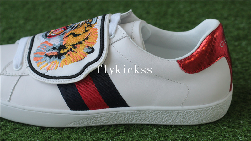 GC Ace Embroidered Sneaker White Tiger Pattern